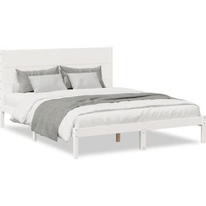 vidaXL Bedframe extra lang zonder matras massief hout wit 140x220 cm