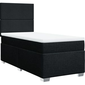 vidaXL Boxspring met matras stof zwart 80x200 cm