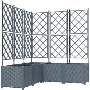 vidaXL Tuinplanter met Trellis 5 stuks Lichtgrijs 120x120x143 cm