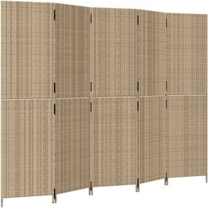 vidaXL Kamerscherm 5 panelen poly rattan beige