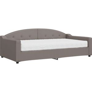 vidaXL Slaapbank met matras 100x200 cm stof taupe
