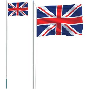 vidaXL Vlag met vlaggenmast Verenigd Koninkrijk 6,23 m aluminium