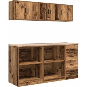 vidaXL Garagekasten 6 st bewerkt hout oud hout