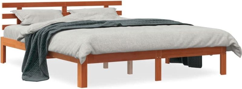 vidaXL - Bedframe - zonder - matras - massief - grenenhout - wasbruinx200 - cm