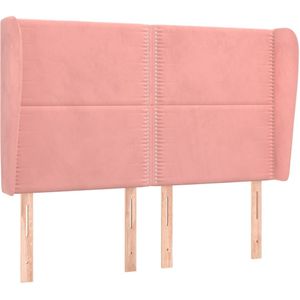 vidaXL - Hoofdbord - met - randen - 147x23x118/ - cm - fluweel - roze