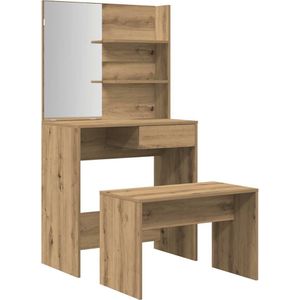 vidaXL Kaptafelset bewerkt hout artisanaal eiken