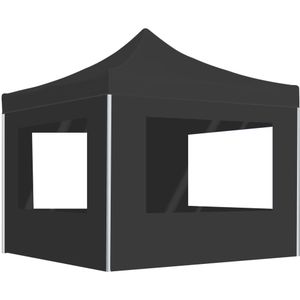 vidaXL Partytent inklapbaar met wanden 2x2 m aluminium antraciet