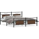 vidaXL Bedframe zonder matras metaal bruin eikenkleur 180x200 cm