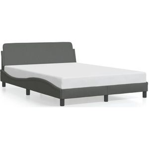 vidaXL Bedframe met hoofdbord stof donkergrijs 120x200 cm