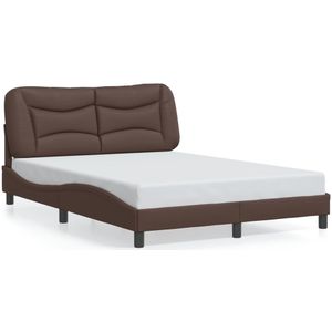 vidaXL Bedframe met hoofdbord kunstleer bruin 140x200 cm