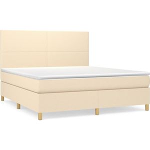 vidaXL Boxspring met matras stof crèmekleurig 180x200 cm