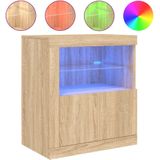 vidaXL Dressoir met LED-verlichting 60,5x37x67 cm sonoma eikenkleurig