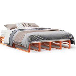 vidaXL Bedframe zonder matras massief grenenhout wasbruin 150x200 cm