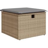 vidaXL Tuinkruk met kussen 55x55x37 cm poly rattan beige