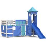 vidaXL Kinderhoogslaper met toren 80x200 cm massief grenenhout blauw