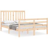 vidaXL Bedframe met hoofdbord massief hout