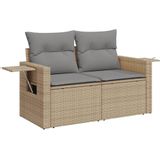 vidaXL 5-delige Loungeset met kussens poly rattan beige