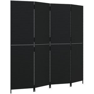 vidaXL-Kamerscherm-4-panelen-poly-rattan-zwart