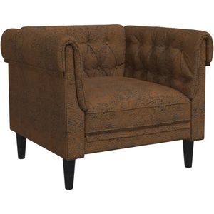 vidaXL Fauteuil Chesterfield-stijl stof bruin