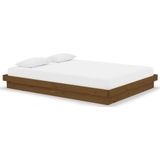 vidaXL Bedframe massief hout honingbruin 135x190 cm