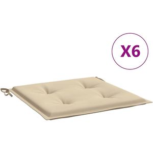 vidaXL Tuinstoelkussens 6 st 40x40x3 cm oxford stof beige