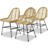 VidaXL Eetkamerstoelen 4 st Natuurlijk Rattan