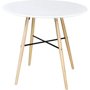 vidaXL Eettafel rond MDF wit