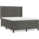 vidaXL Boxspring met matras fluweel donkergrijs 140x200 cm
