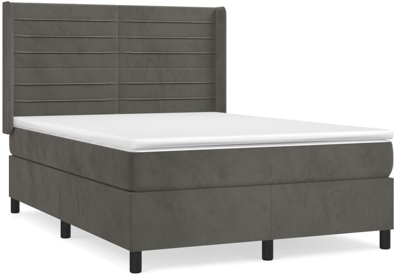 vidaXL Boxspring met matras fluweel donkergrijs 140x200 cm