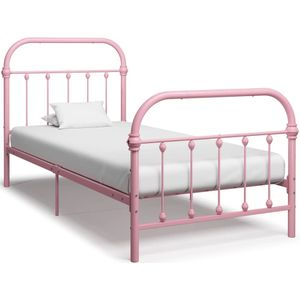 vidaXL Bedframe metaal roze 100x200 cm