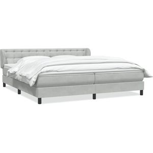 vidaXL Boxspringbed met matrassen 200x220 cm fluweel lichtgrijs