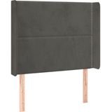 vidaXL Hoofdbord met randen 93x16x118/128 cm fluweel donkergrijs