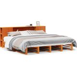 vidaXL Bed met boekenkast zonder matras hout wasbruin 180x200 cm