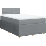 vidaXL Boxspring met matras stof lichtgrijs 120x200 cm