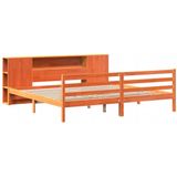 vidaXL Bed met boekenkast zonder matras grenenhout wasbruin 200x200 cm