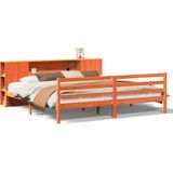 vidaXL Bed met boekenkast zonder matras grenenhout wasbruin 200x200 cm