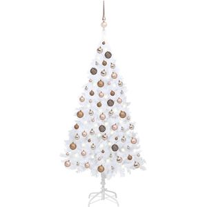 vidaXL Kunstkerstboom met verlichting en kerstballen 180 cm PVC wit
