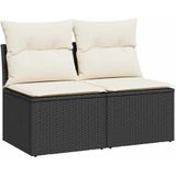 vidaXL 2-delige Loungeset met kussens poly rattan acacia zwart