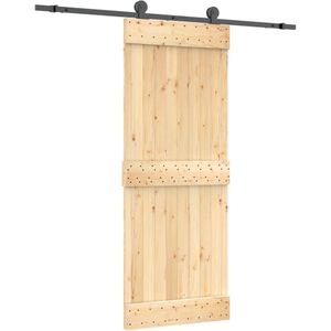 vidaXL Schuifdeur met beslag 80x210 cm massief grenenhout