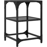 vidaXL - Salontafel - met - zwart - glazen - blad - 30x30x45 - cm - staal