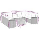 vidaXL 10-delige Loungeset met kussens poly rattan beige