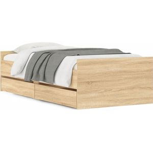 vidaXL Bedframe sonoma eikenkleurig 75x190 cm Small Single