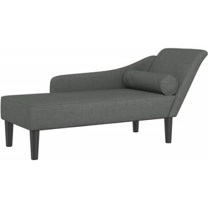 vidaXL Chaise longue met kussens stof donkergrijs