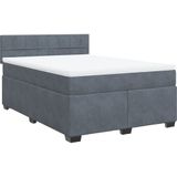 vidaXL - Boxspring - met - matras - fluweel - donkergrijsx200 - cm