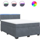 vidaXL - Boxspring - met - matras - fluweel - donkergrijsx200 - cm