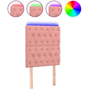 vidaXL Hoofdbord LED 80x7x118/128 cm fluweel roze