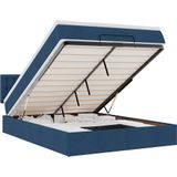 vidaXL Bed poef met matras en LED's stof 140x190 cm blauw