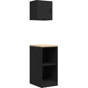 vidaXL Garagekasten 2 st spaanplaat zwart