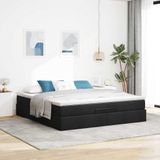 vidaXL - Ottoman - bed - met - matras - 180x200cm - stof - zwart