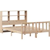 vidaXL Bed met boekenkast zonder matras massief grenenhout 140x200 cm